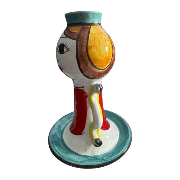 Hand Made Colorful Italian Lady Candle Holder Signed Numbered - Picture 3 of 10